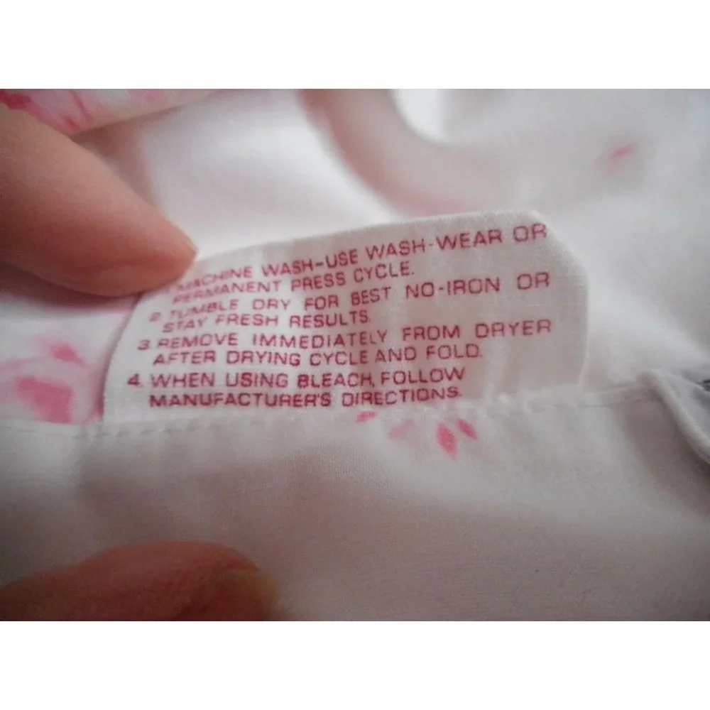 Vintage Cannon Full Flat sheet white pink Rose floral granny core Cottage Chic